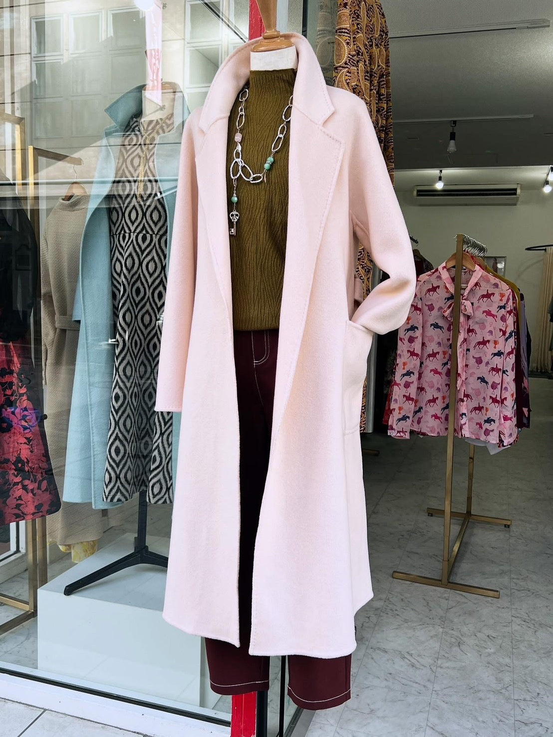 ウール100%コート〈ピンク〉