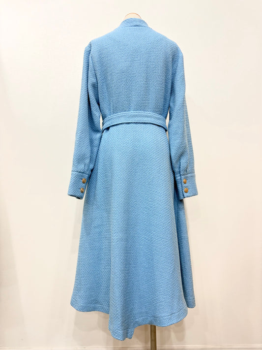 Wool Blend Asymmetrical Coat (Blue)