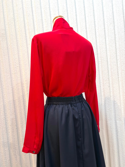 1点限定 シルク100%ボウタイブラウス