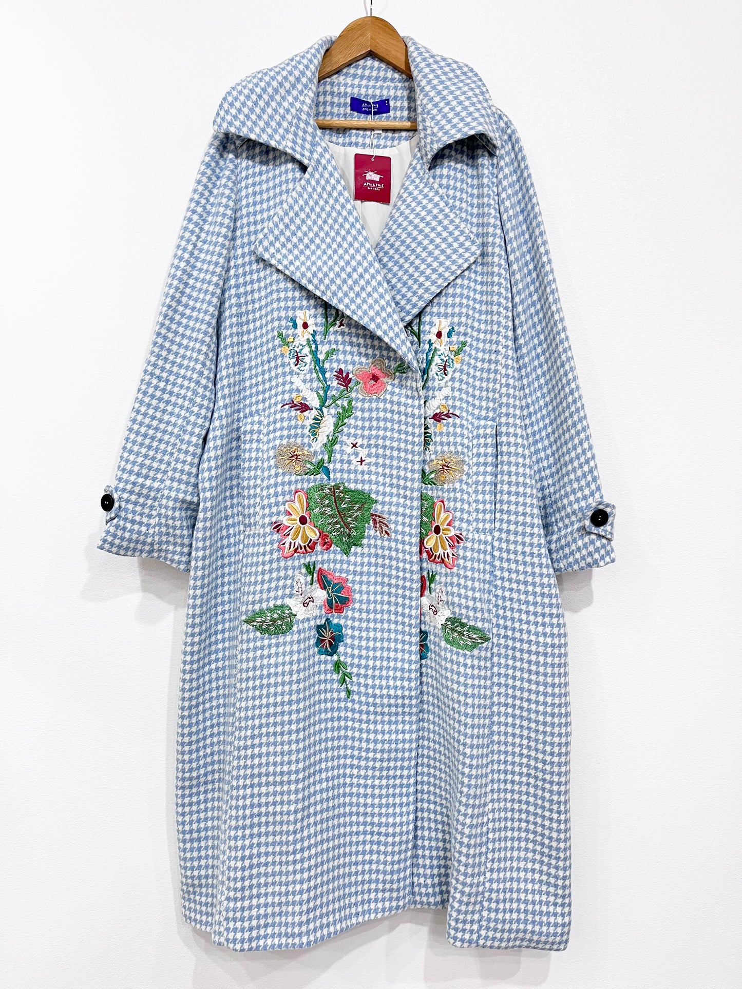 千鳥刺繍コート〈ブルー〉