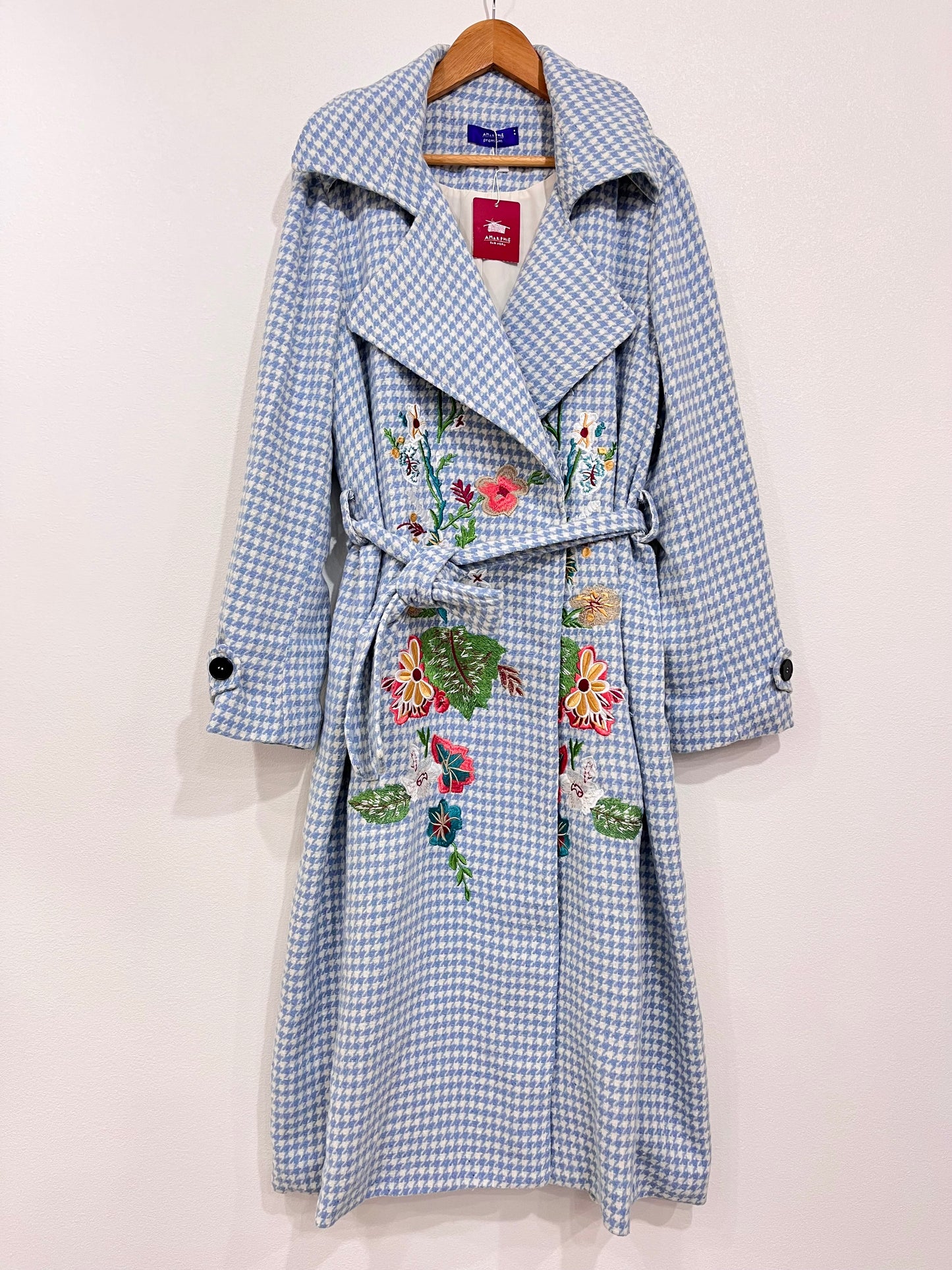 千鳥刺繍コート〈ブルー〉