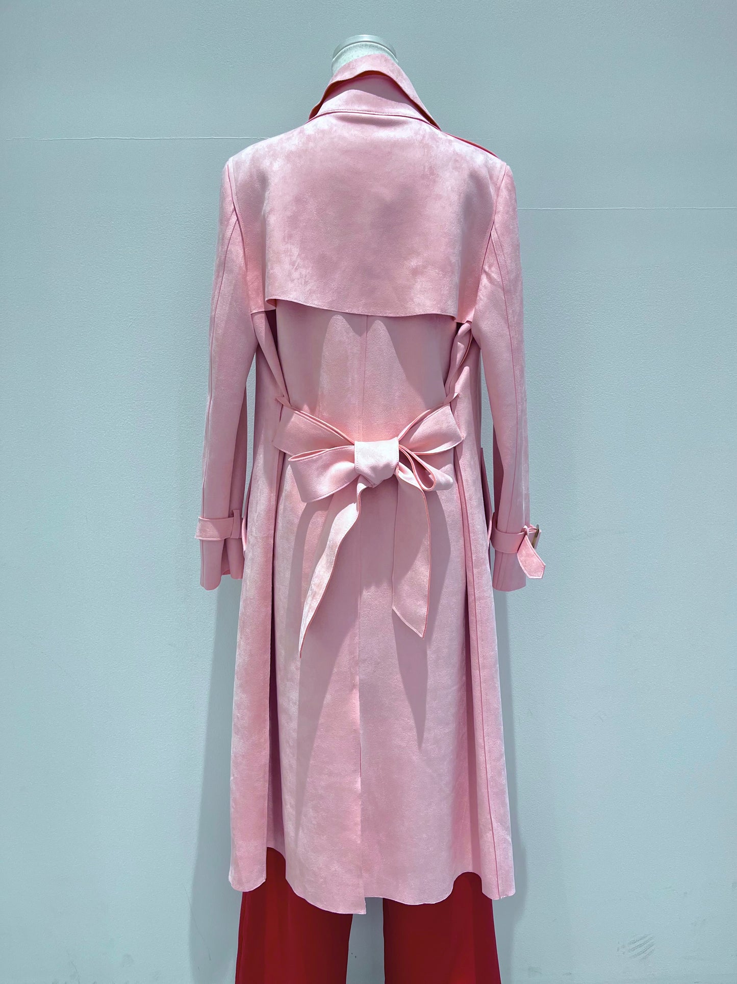 スエード調コート〈ピンク〉