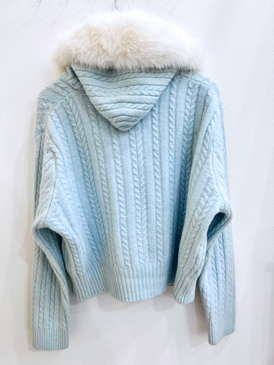 【数量限定】ファー付きジップアップニットカーディガン