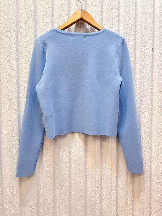 ショート丈カーディガン〈ライトブルー〉