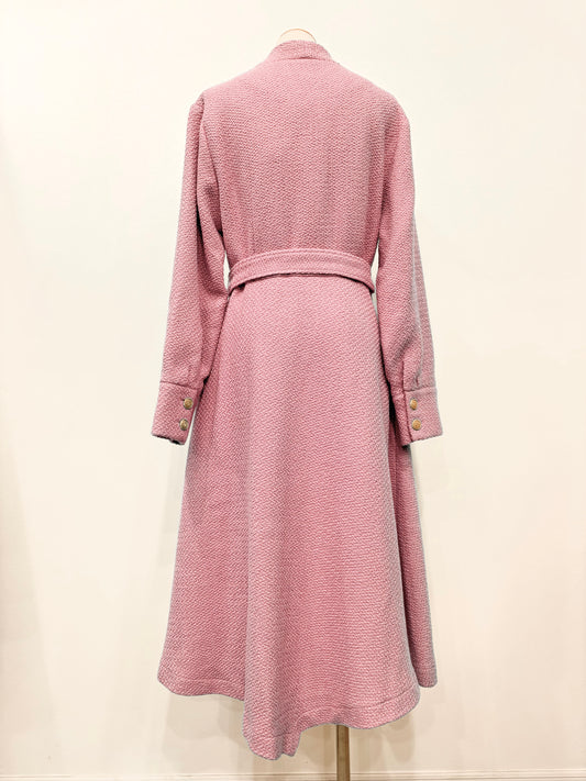 Wool Blend Asymmetrical Coat (Pink)