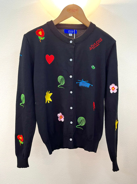 🆕モチーフ刺繍カーディガン〈ブラック〉