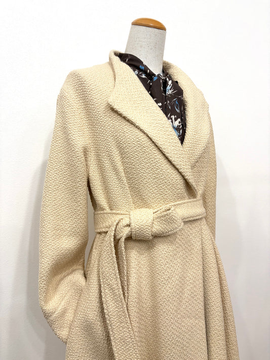 Asymmetrical Wool Blend Coat (Beige)