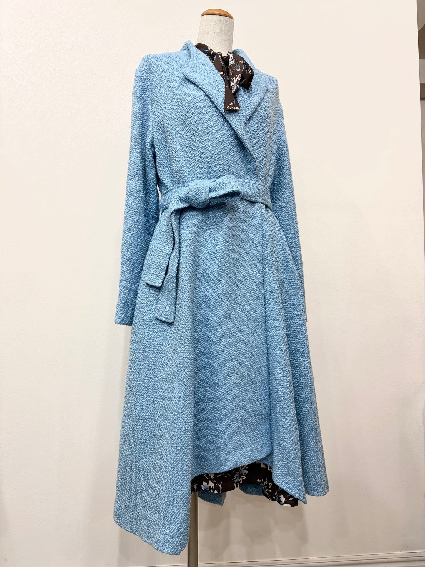 Wool Blend Asymmetrical Coat (Blue)