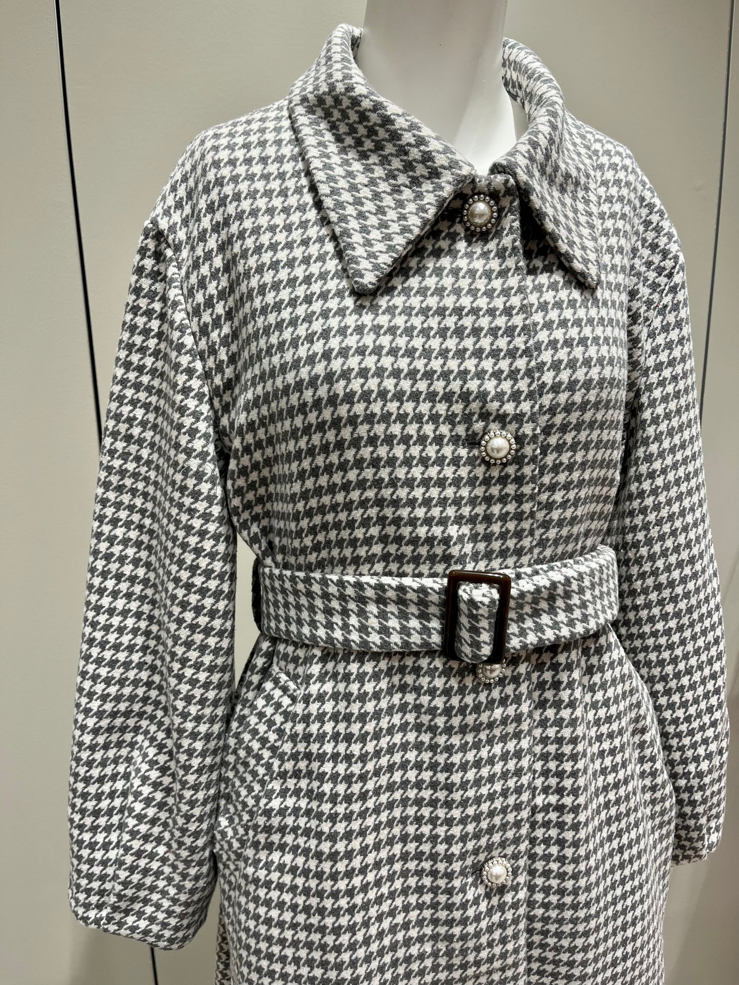 千鳥格子コート〈グレー〉