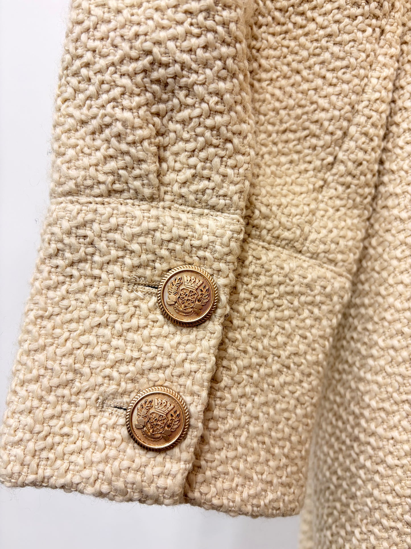 不对称羊毛混纺大衣（米色）