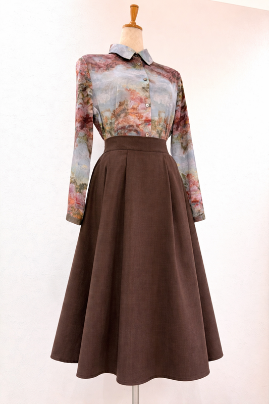 フレアースカート〈ブラウン〉