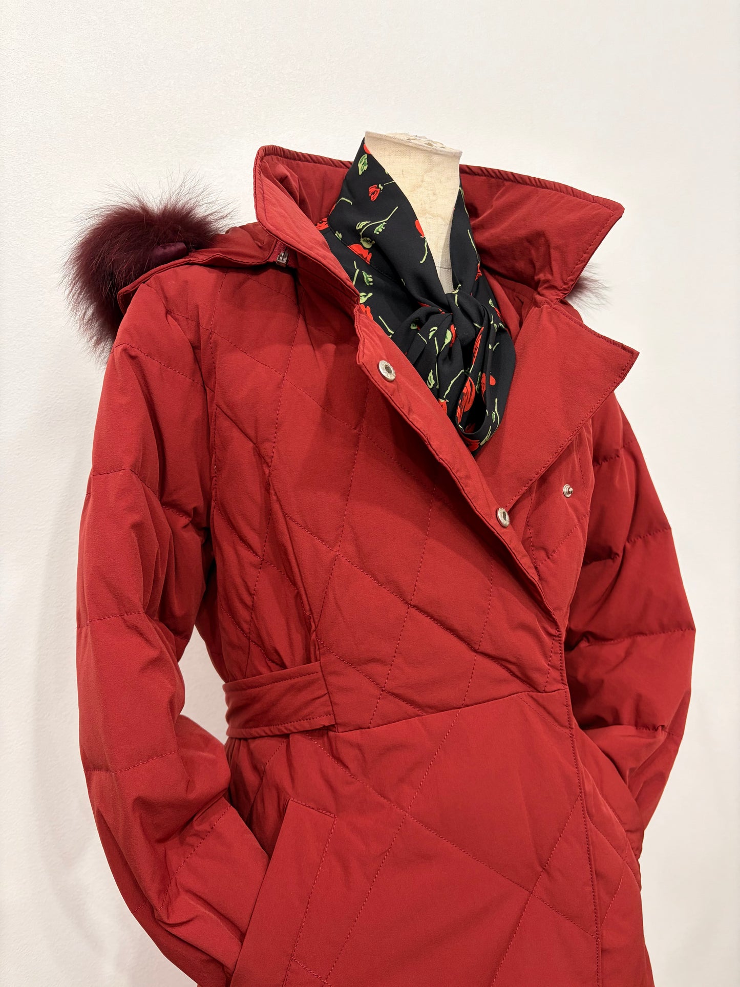 Fur down coat (red)