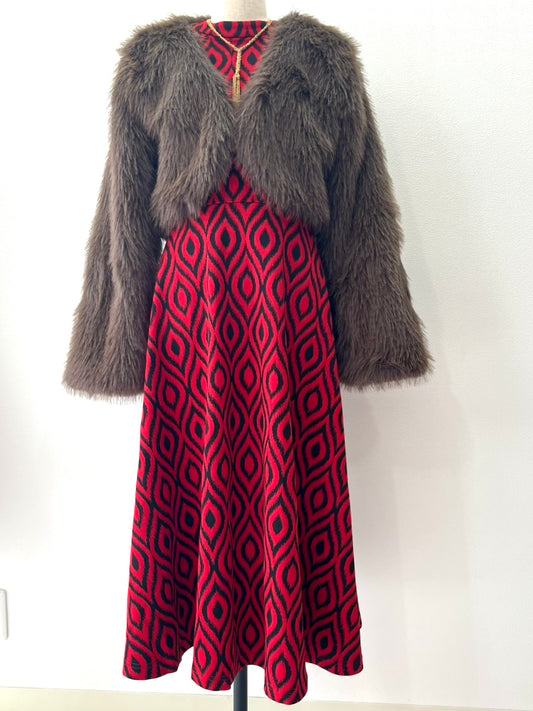 フェイクファーボレロ〈ブラウン〉