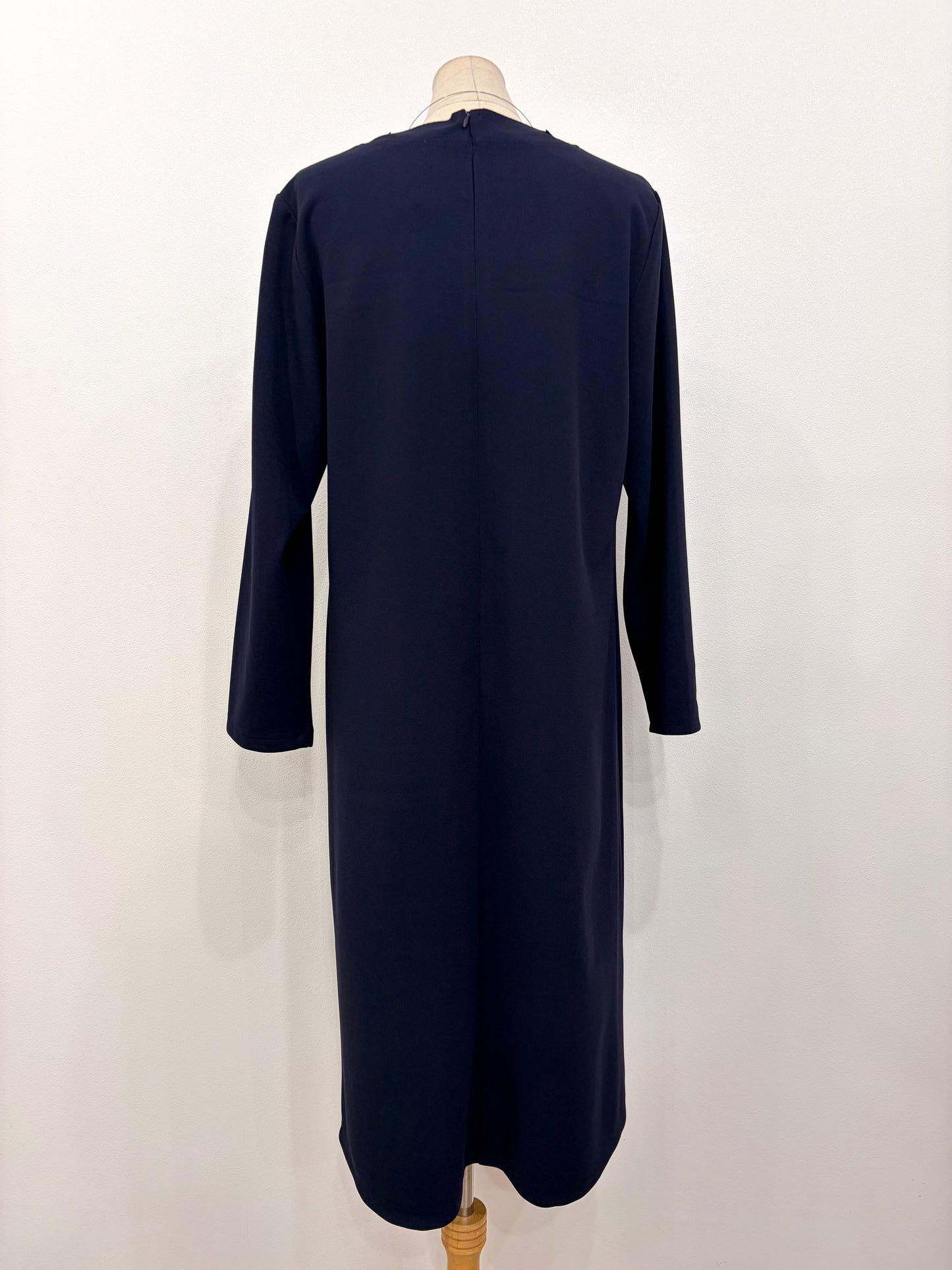 ジャージ素材ワンピース〈ネイビー〉