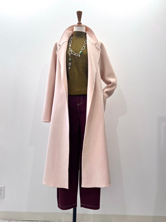 ウール100%コート〈ピンク〉