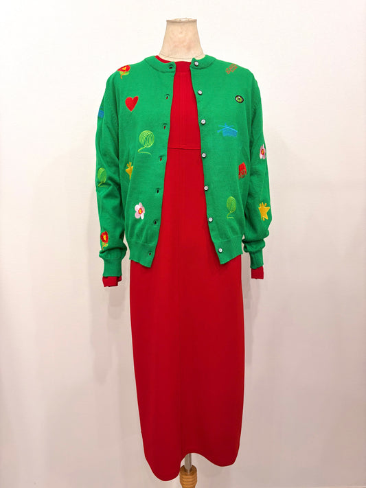 ジャージ素材ワンピース〈レッド〉