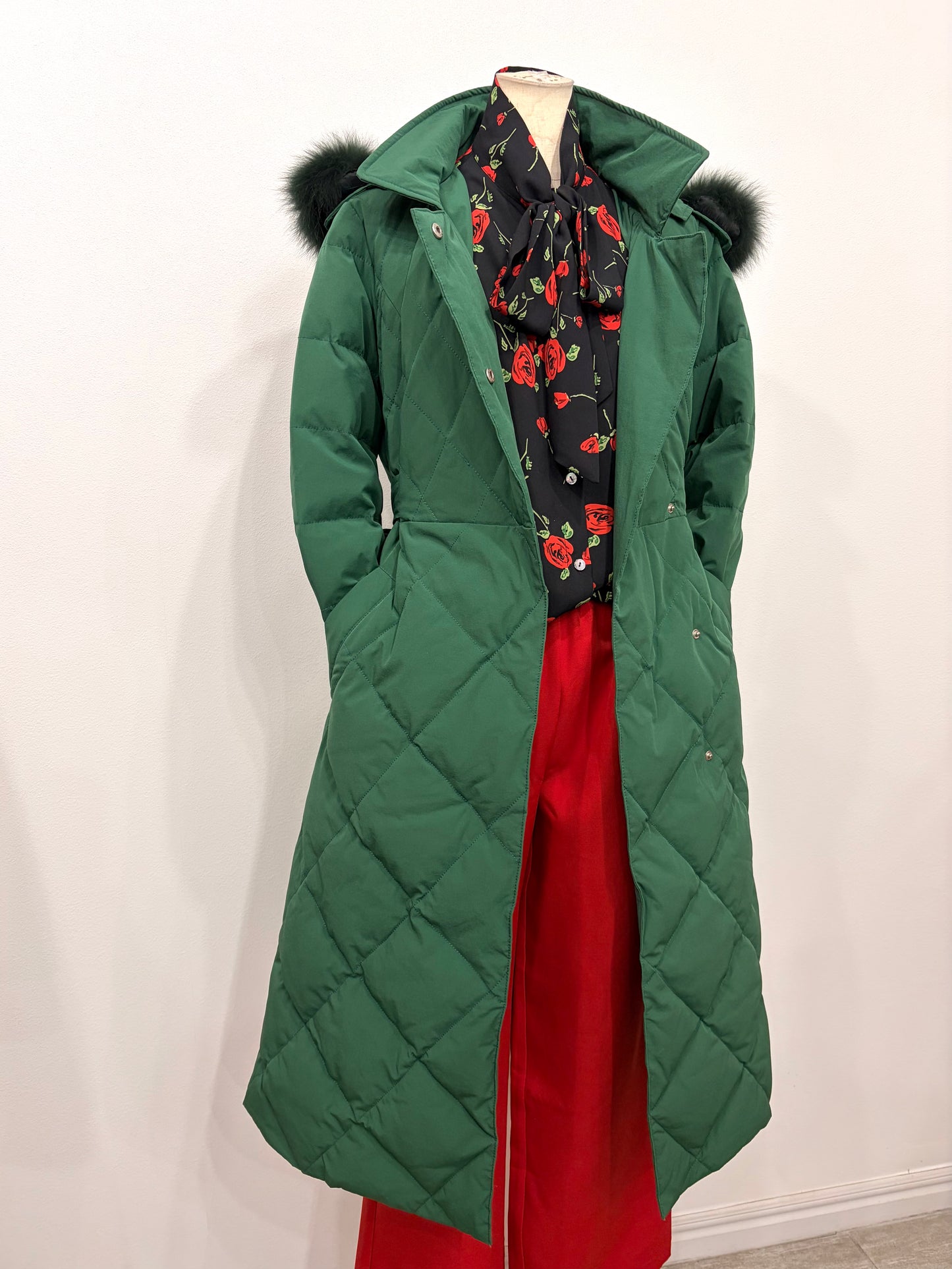 Fur down coat (green)