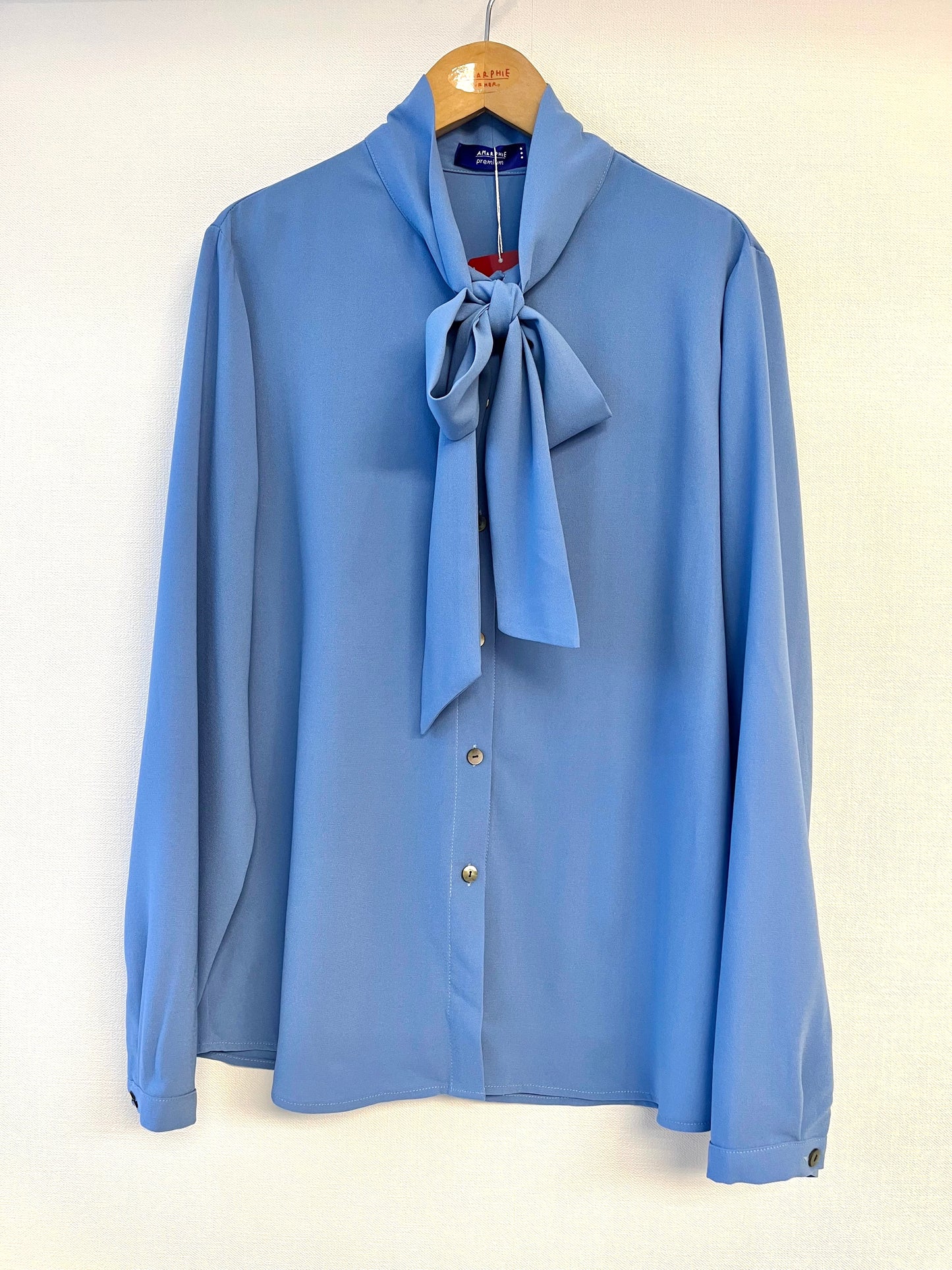 Plain Bowtie Blouse (Blue)