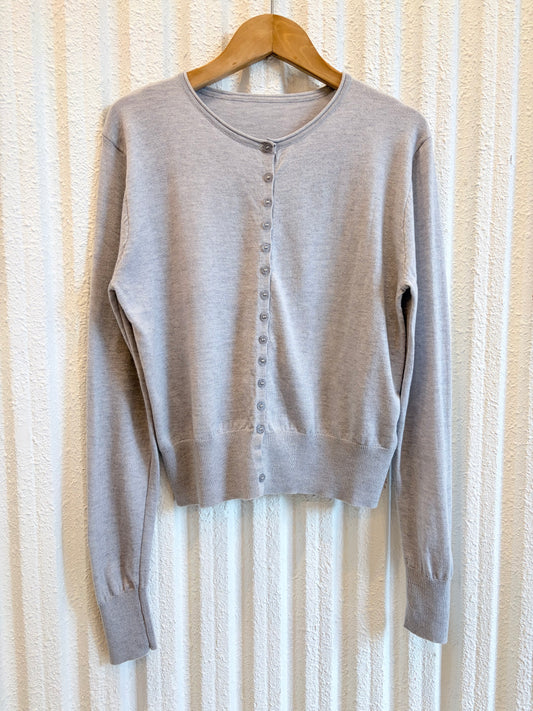 シルク混カーディガン〈ライトグレー〉