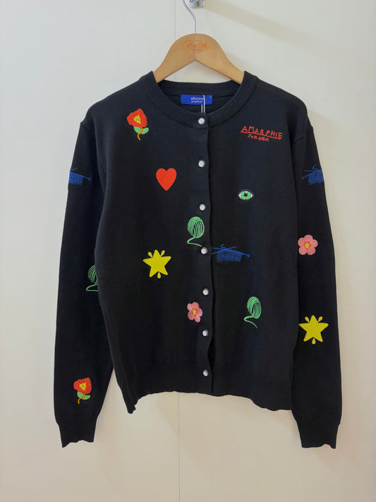 🆕モチーフ刺繍カーディガン〈ブラック〉