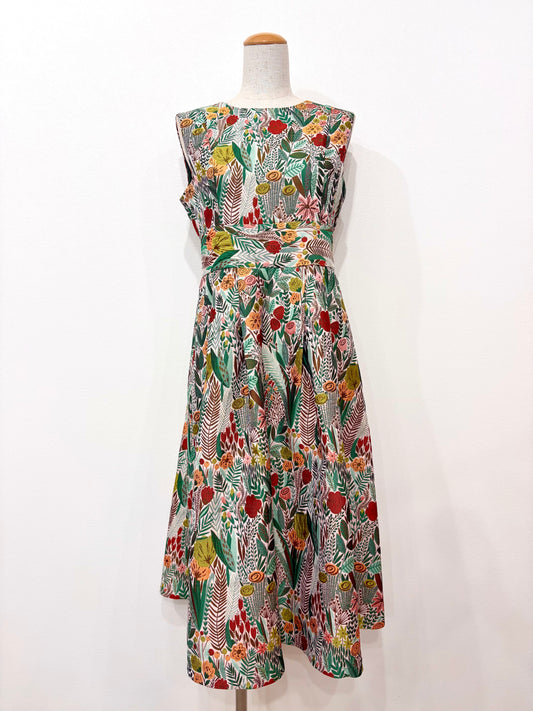Floral print dress (green)
