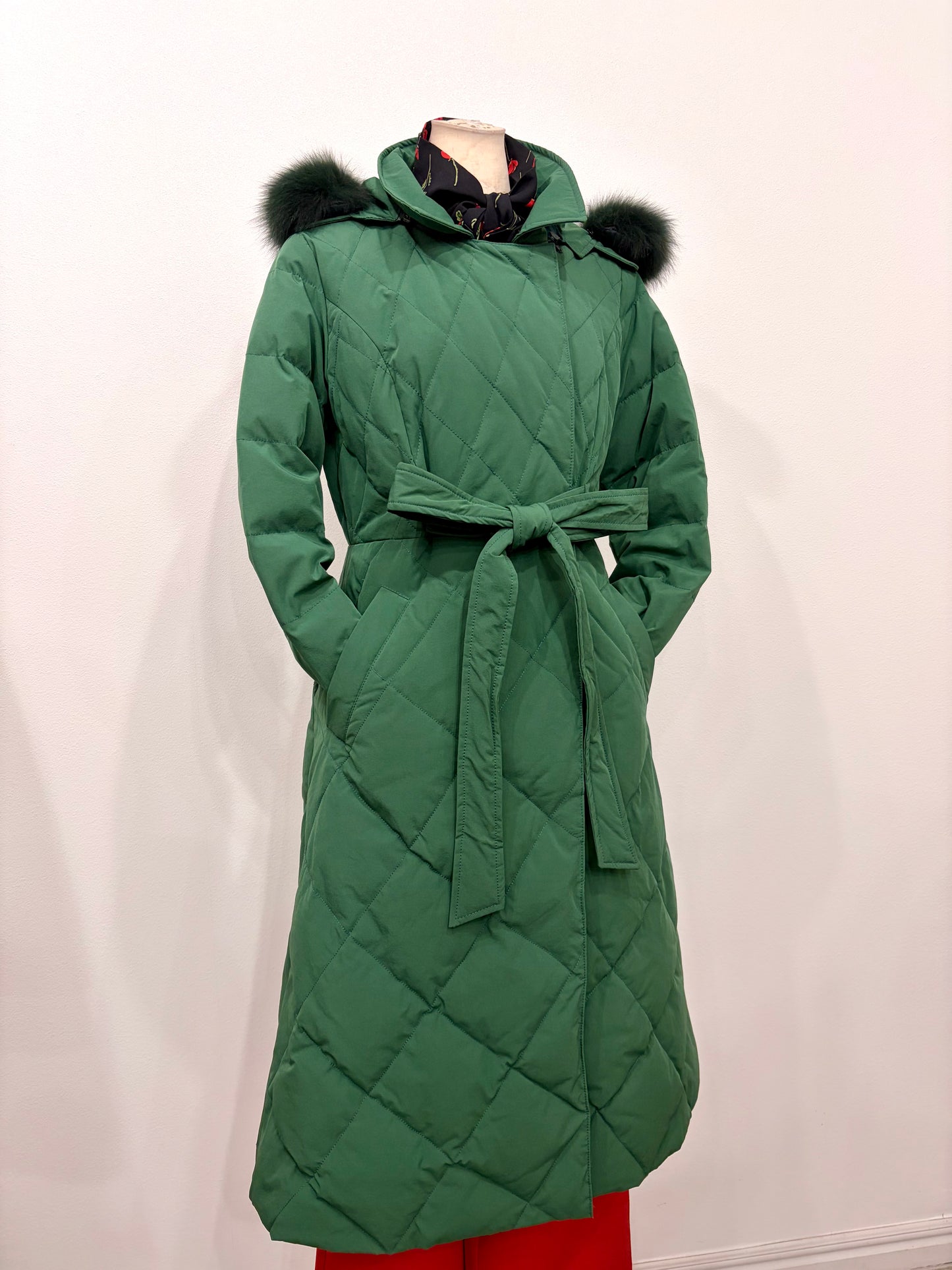 Fur down coat (green)