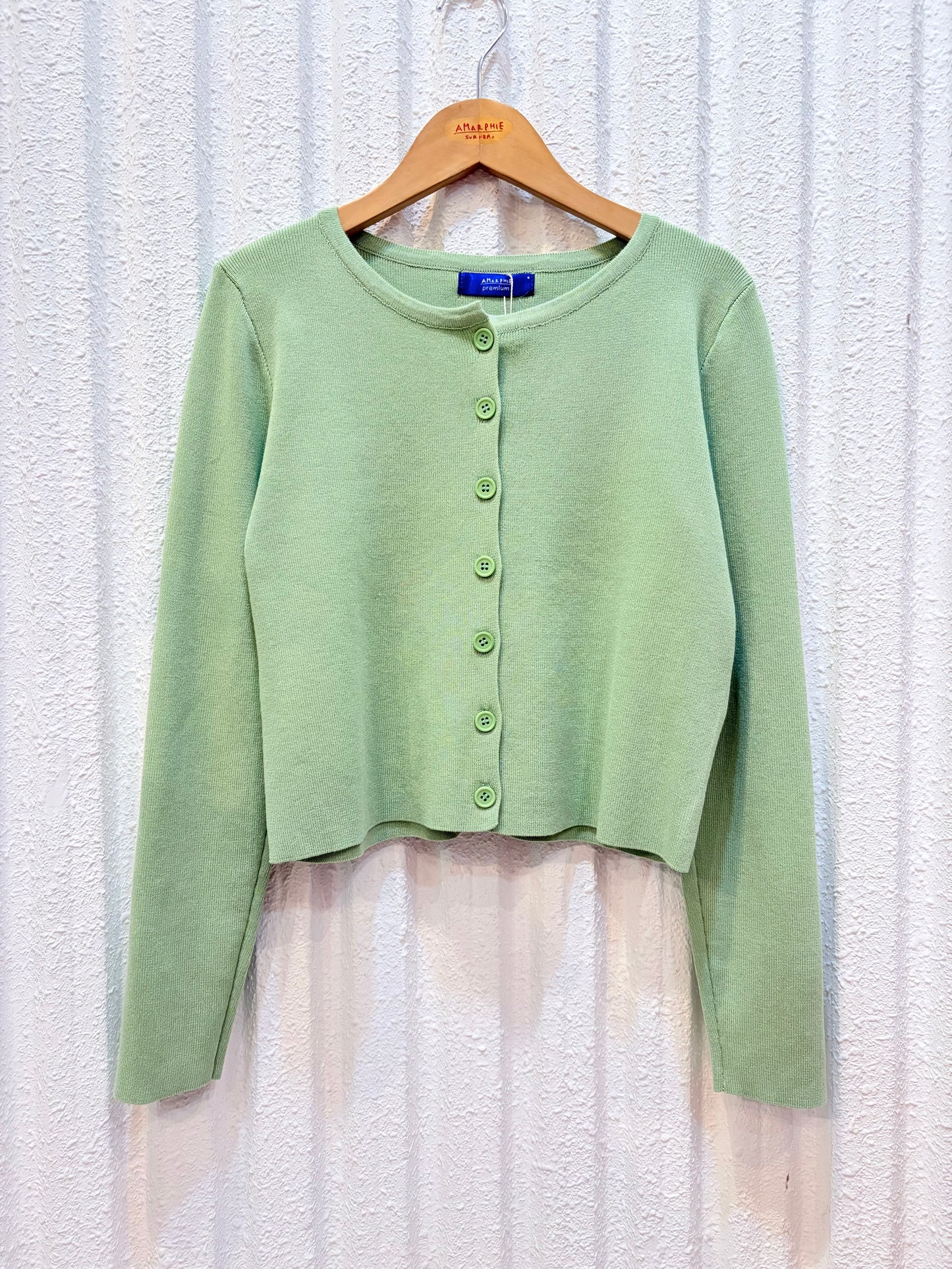 ショート丈カーディガン〈ミントグリーン〉