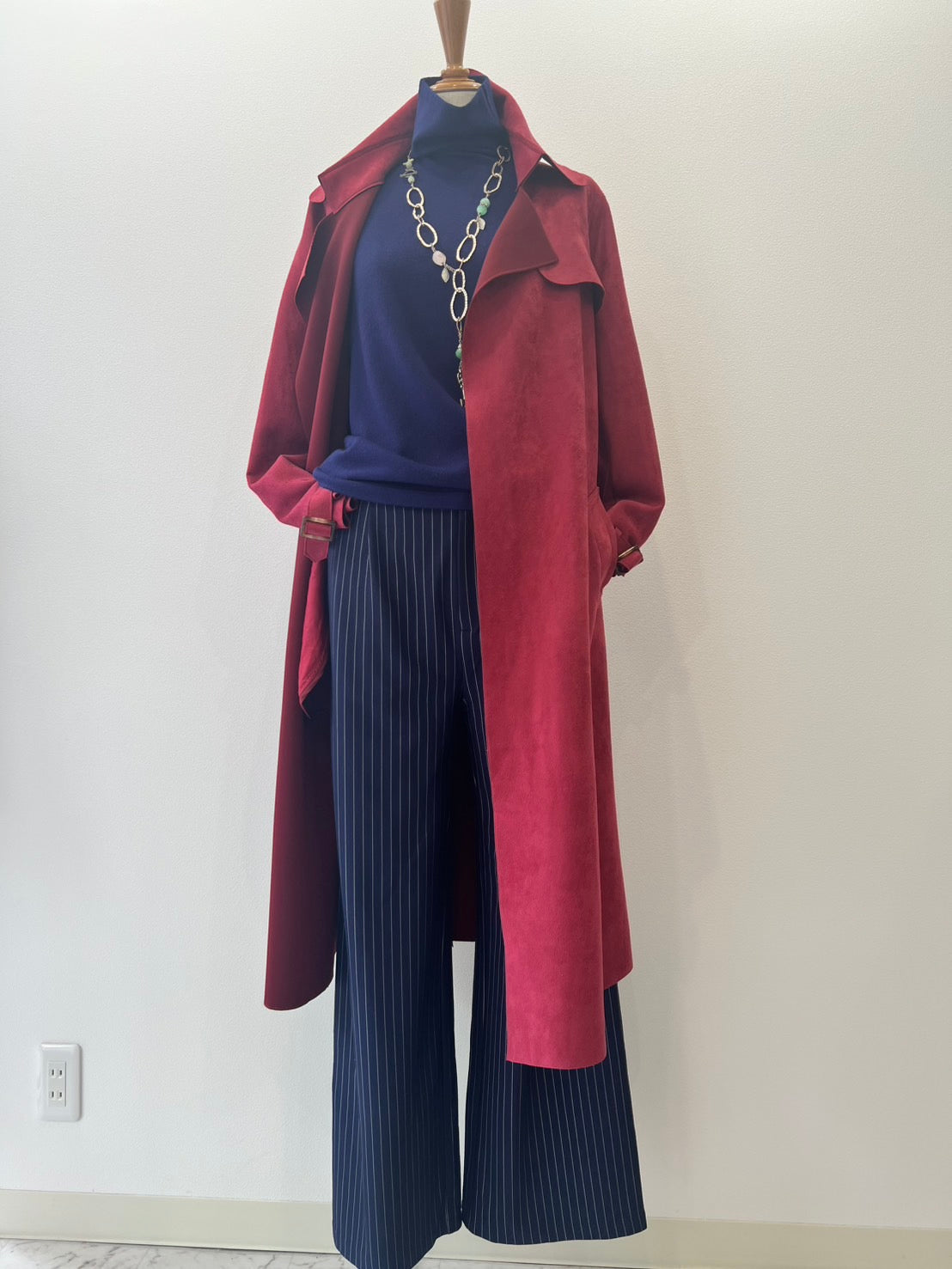 スエード調コート〈ワイン〉