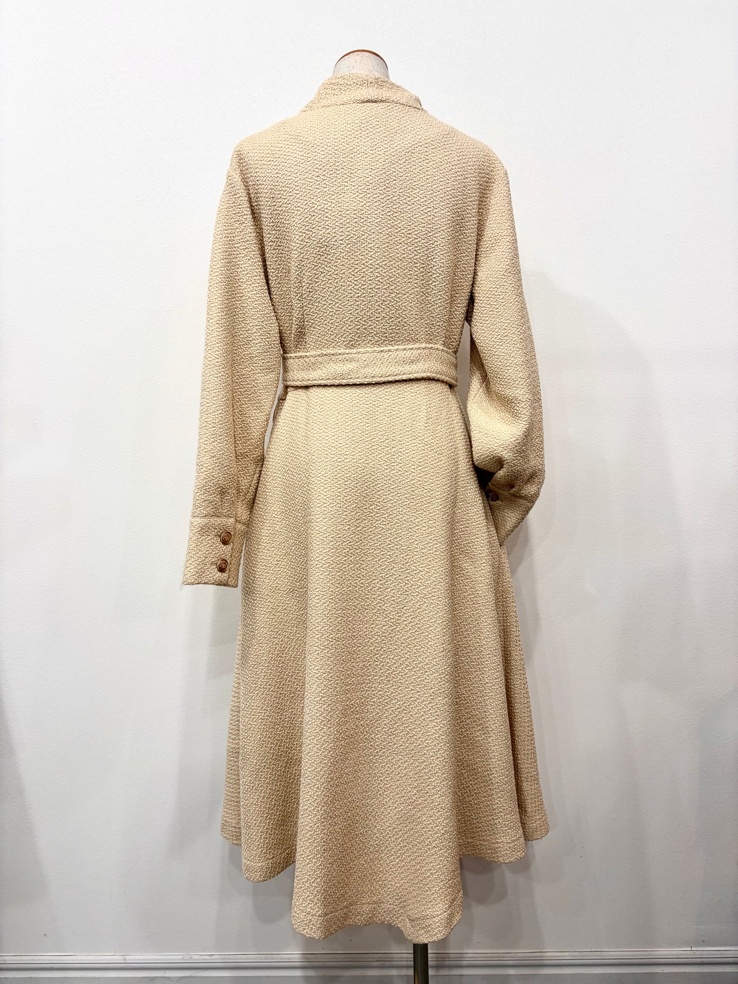 不对称羊毛混纺大衣（米色）