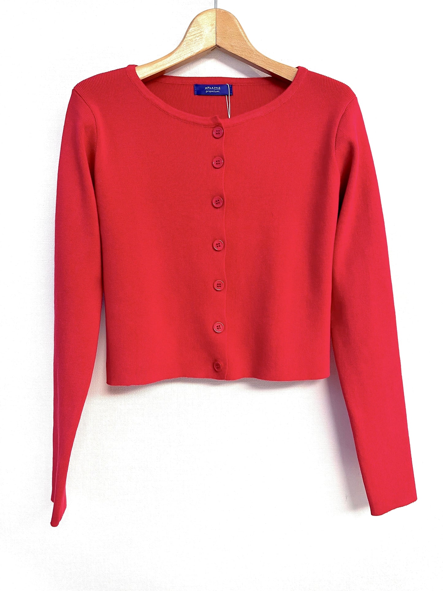 ショート丈カーディガン〈レッド〉