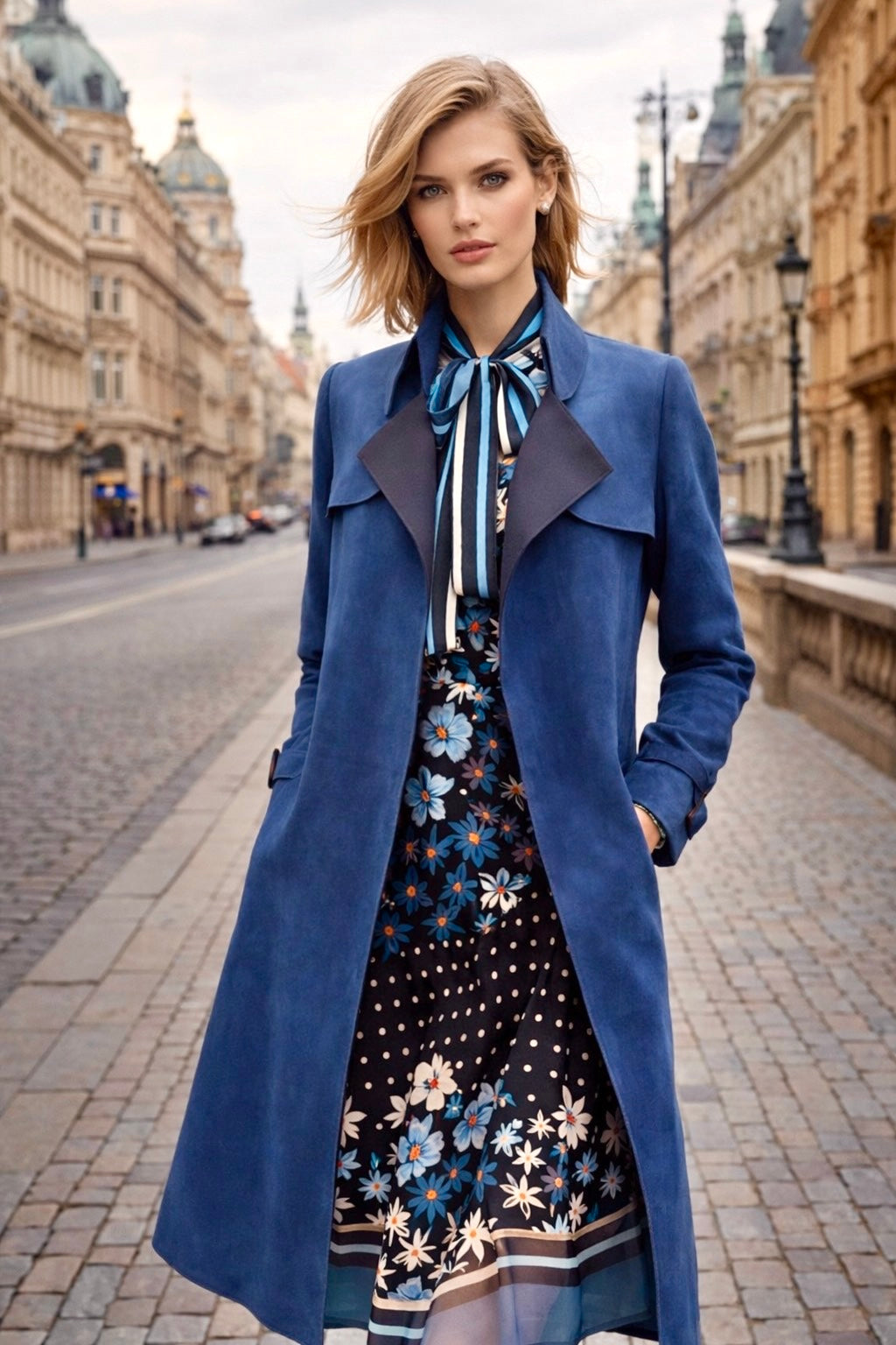 スエード調コート〈army blue〉