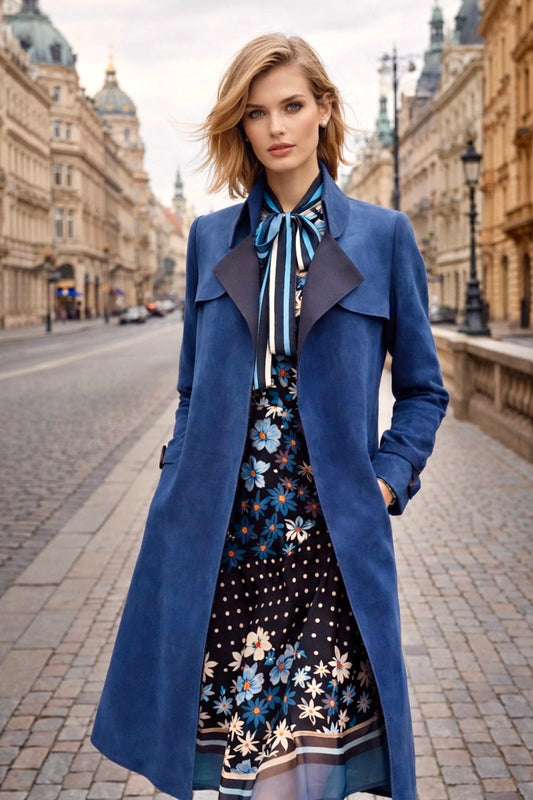 スエード調コート〈army blue〉