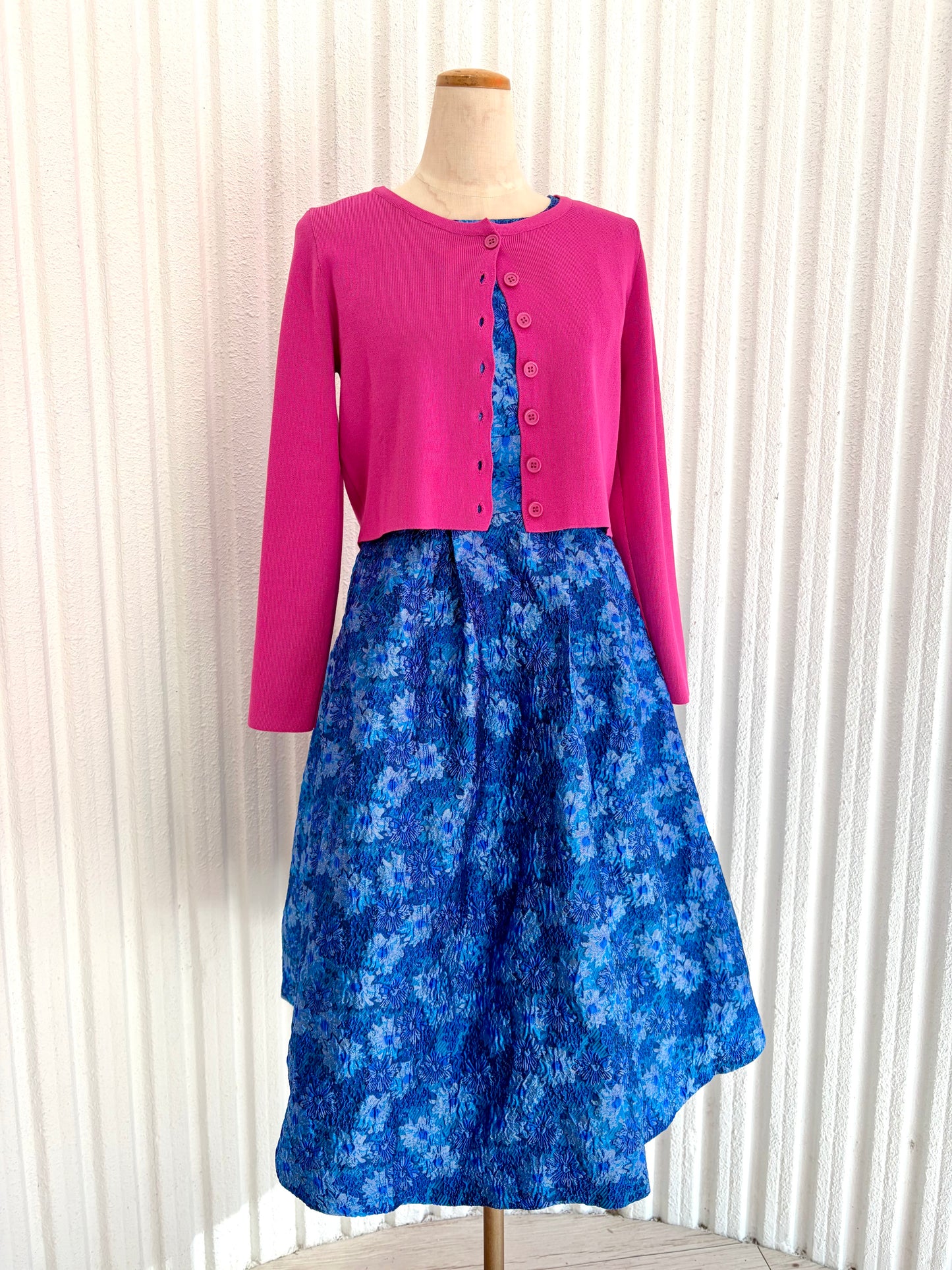 Wide-leg dress (blue pattern)