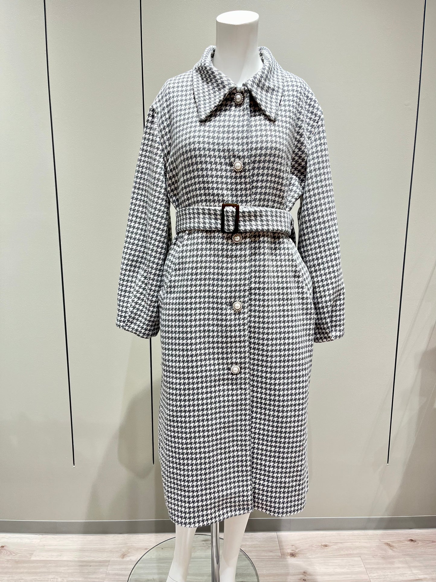 千鳥格子コート〈レッド〉