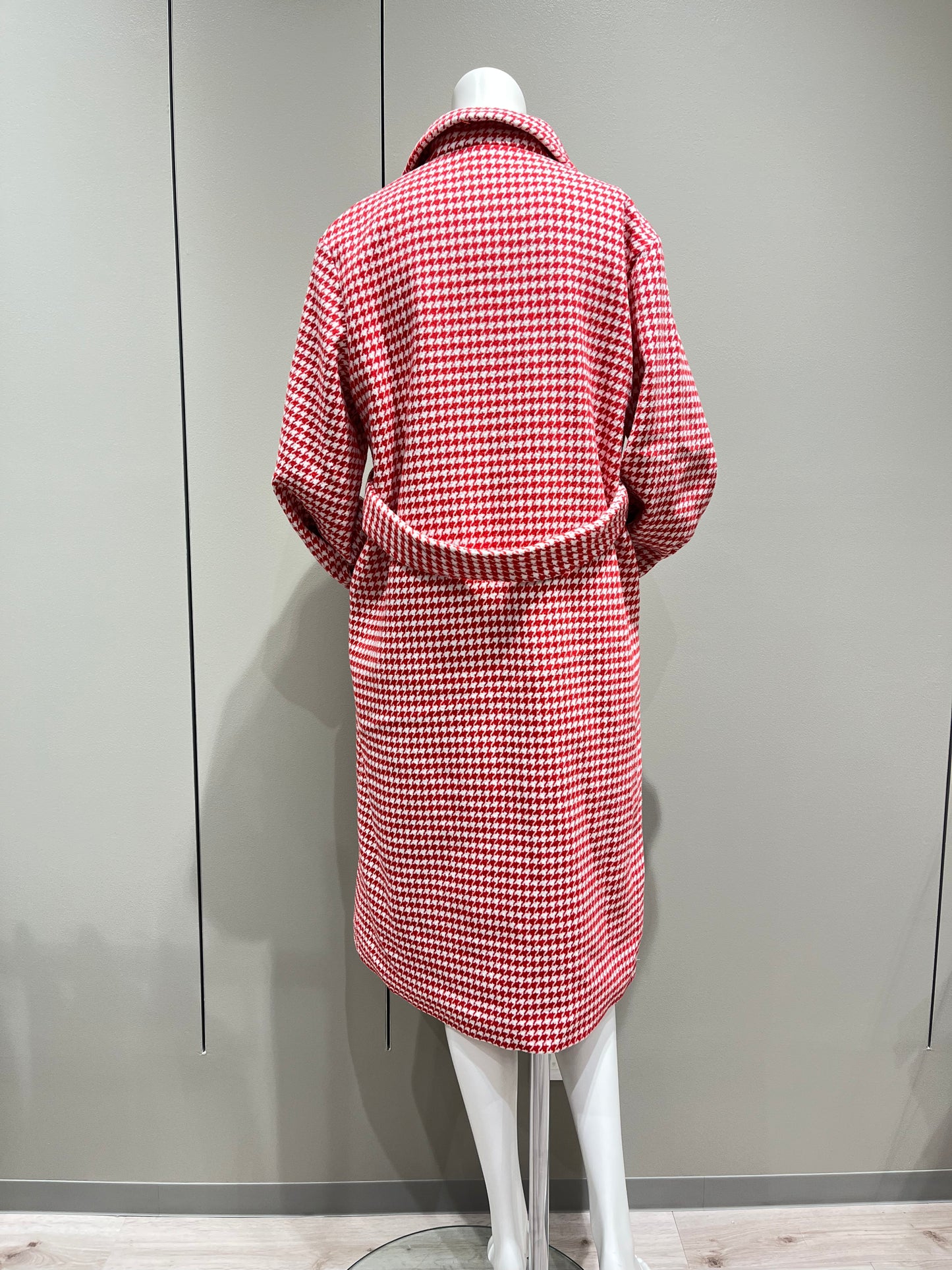 千鳥格子コート〈レッド〉